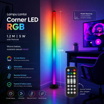 BAKIJA Lampu Lantai Smart LED Standing Lamp Corner RGB with Remote - BK12