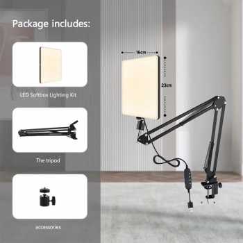 Gambar produk BAO Lampu Fill Light LED Dimmable 3in1 Color 10W with Arm Stand 12Inch - ZGRL-12 - Kemasan