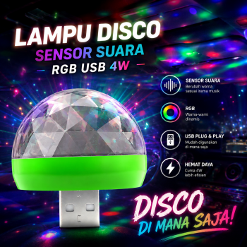 Magic Ball Lampu Proyektor Disco Sensor Suara LED RGB USB 4W - HS-WT-006