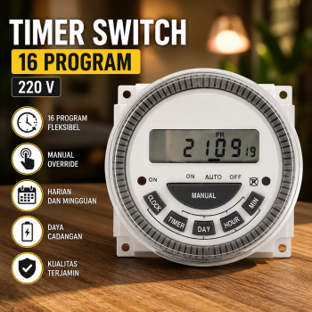 YKTech Programmable Digital Timer Switch Relay 16 Program 220V - TM619