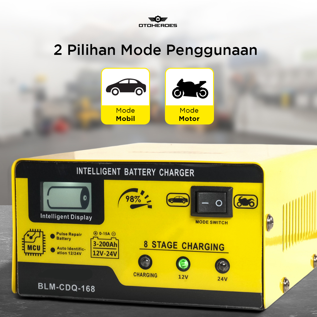 OTOHEROES Charger Aki Mobil Car Battery Charger 12V/24V 15A - BLM-CDQ-168 Gambar produk OTOHEROES Charger Aki Mobil Car Battery Charger 12V/24V 15A - BLM-CDQ-168 - 3
