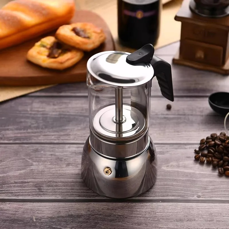 One Two Cups Moka Pot Teko Kopi Espresso Coffee Maker Dual Valve 3 Cup 160ml - Z61 Gambar produk One Two Cups Moka Pot Teko Kopi Espresso Coffee Maker Dual Valve 3 Cup 160ml - Z61 - 3