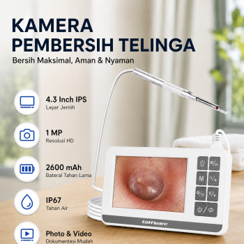 Taffware Kamera Pembersih Telinga Otoskop Endoscope 4.3 Inch IPS 1MP - P60