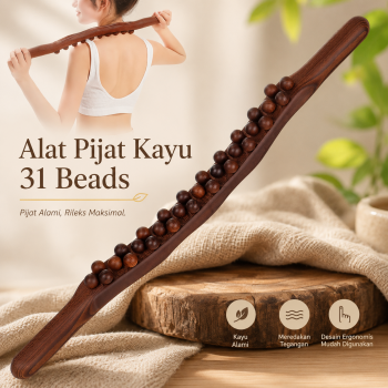 UOEO Alat Pijat Kayu Tongkat Massage Exercise Stick 31 Beads - U-31