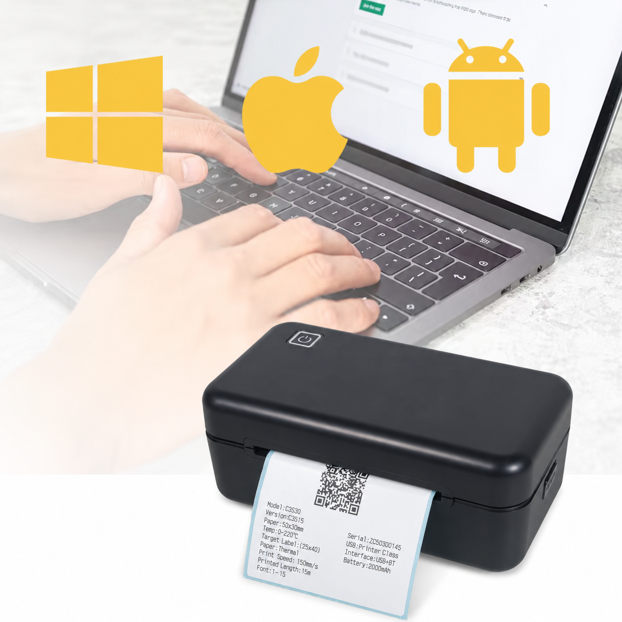 JP Printer Barcode Thermal Label Bluetooth 80mm 203 DPI 160mm/s - CC390 Gambar produk JP Printer Barcode Thermal Label Bluetooth 80mm 203 DPI 160mm/s - CC390 - 3
