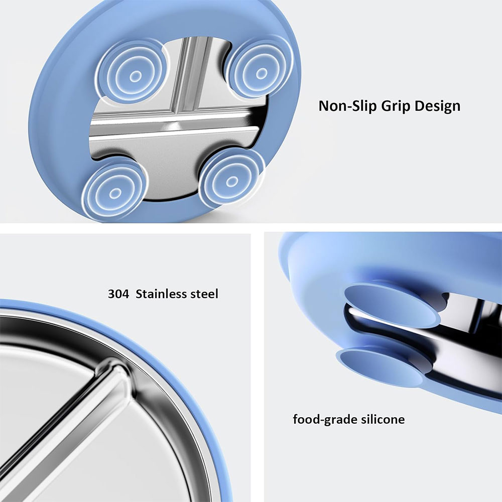 Bakpo Stainless Suction Plate Piring Makan Bayi Anti Slip - SGEE10 Gambar produk Bakpo Stainless Suction Plate Piring Makan Bayi Anti Slip - SGEE10 - 3