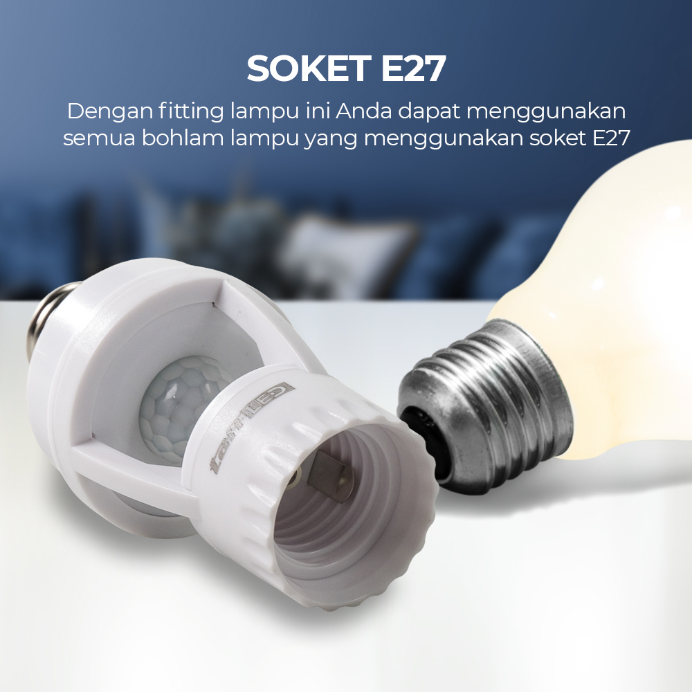 TaffLED Fitting Lampu Bohlam PIR Sensor 2000 LUX 240V 60W E27 - SP-150 Gambar produk TaffLED Fitting Lampu Bohlam PIR Sensor 2000 LUX 240V 60W E27 - SP-150 - 4