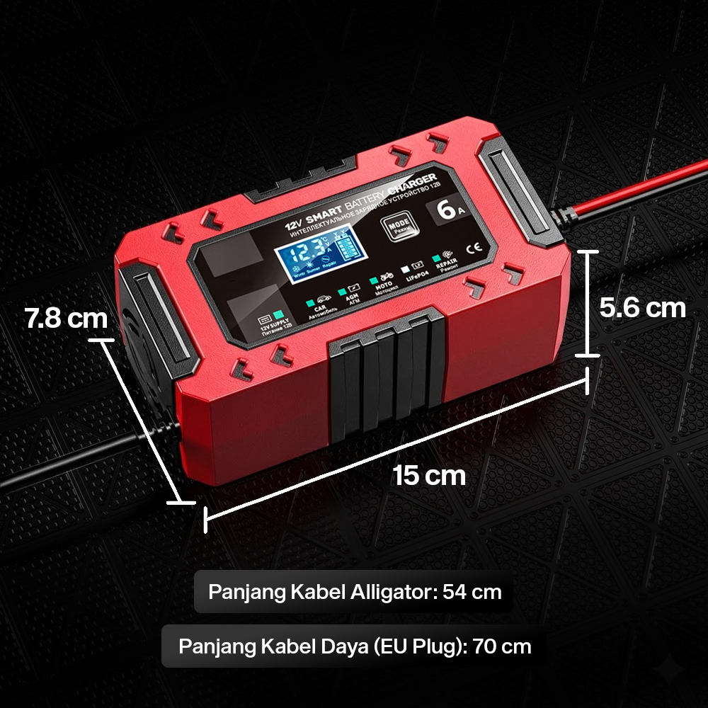 Gambar produk Charger Aki Mobil Motor Intelligent Battery Charger 12V 6A - FBC1206F - 6