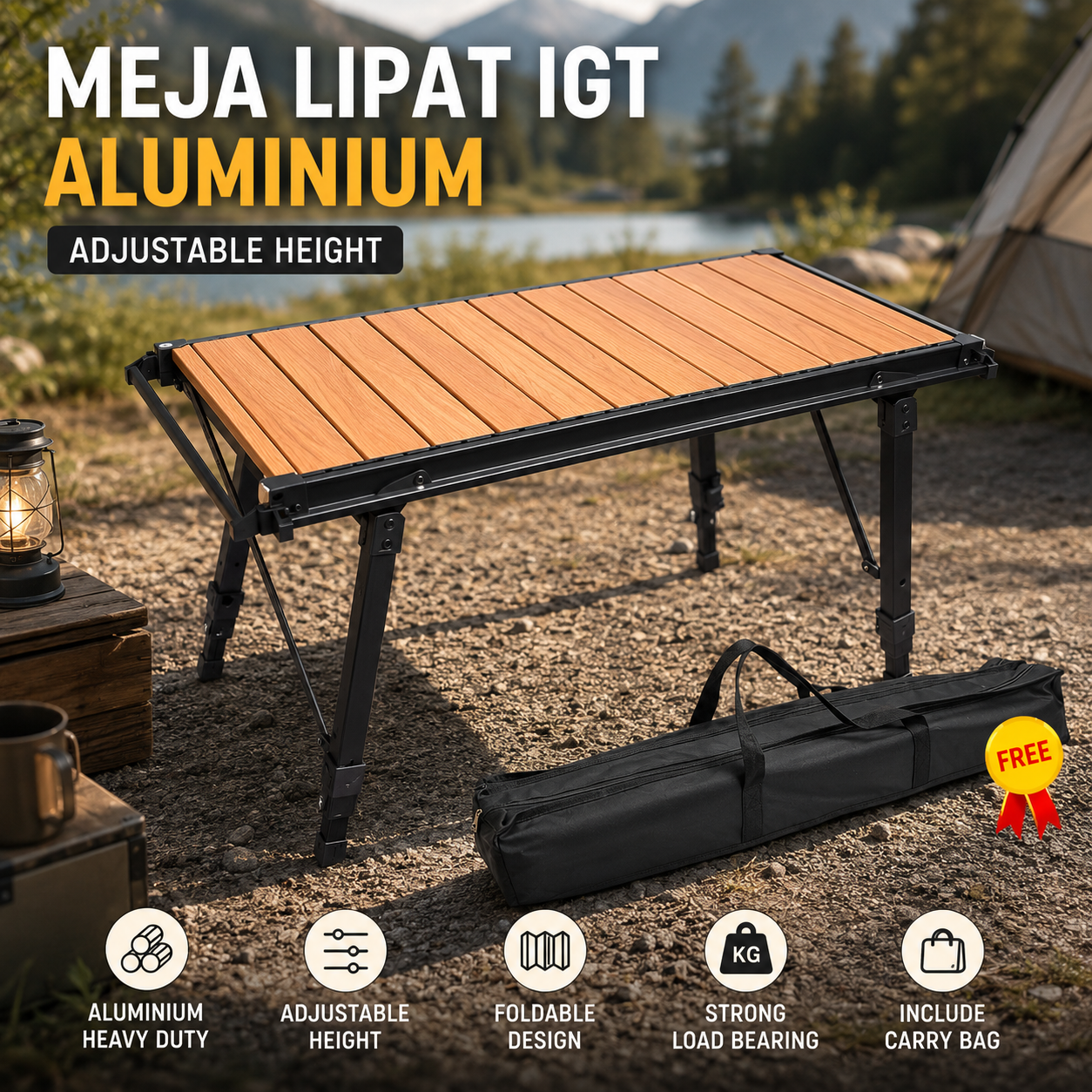 Foretan Meja Lipat IGT Camping Foldable Portable Table Aluminium Plate - TY-IGT2 Gambar produk Foretan Meja Lipat IGT Camping Foldable Portable Table Aluminium Plate - TY-IGT2 - Utama