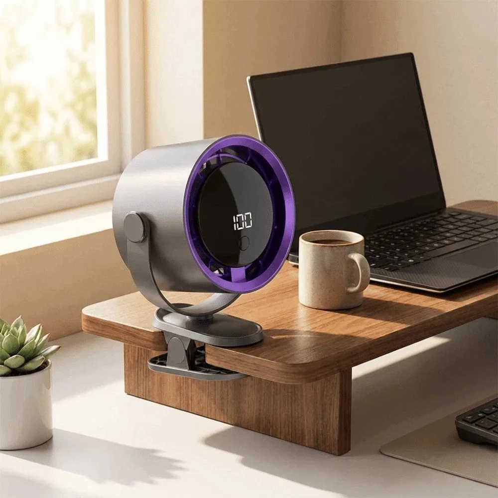 TINSOL Kipas Angin Klip Digital Display Rechargeable Clip Fan 1200mAh - JMF-10 Gambar produk TINSOL Kipas Angin Klip Digital Display Rechargeable Clip Fan 1200mAh - JMF-10 - 7