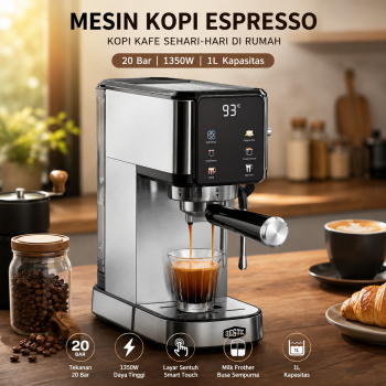 Trieste Mesin Kopi Espresso Coffee Maker Frothing 20 Bar 1350W 1L - CM5105