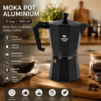 One Two Cups Moka Pot Teko Kopi Espresso Coffee Maker Stovetop - L25