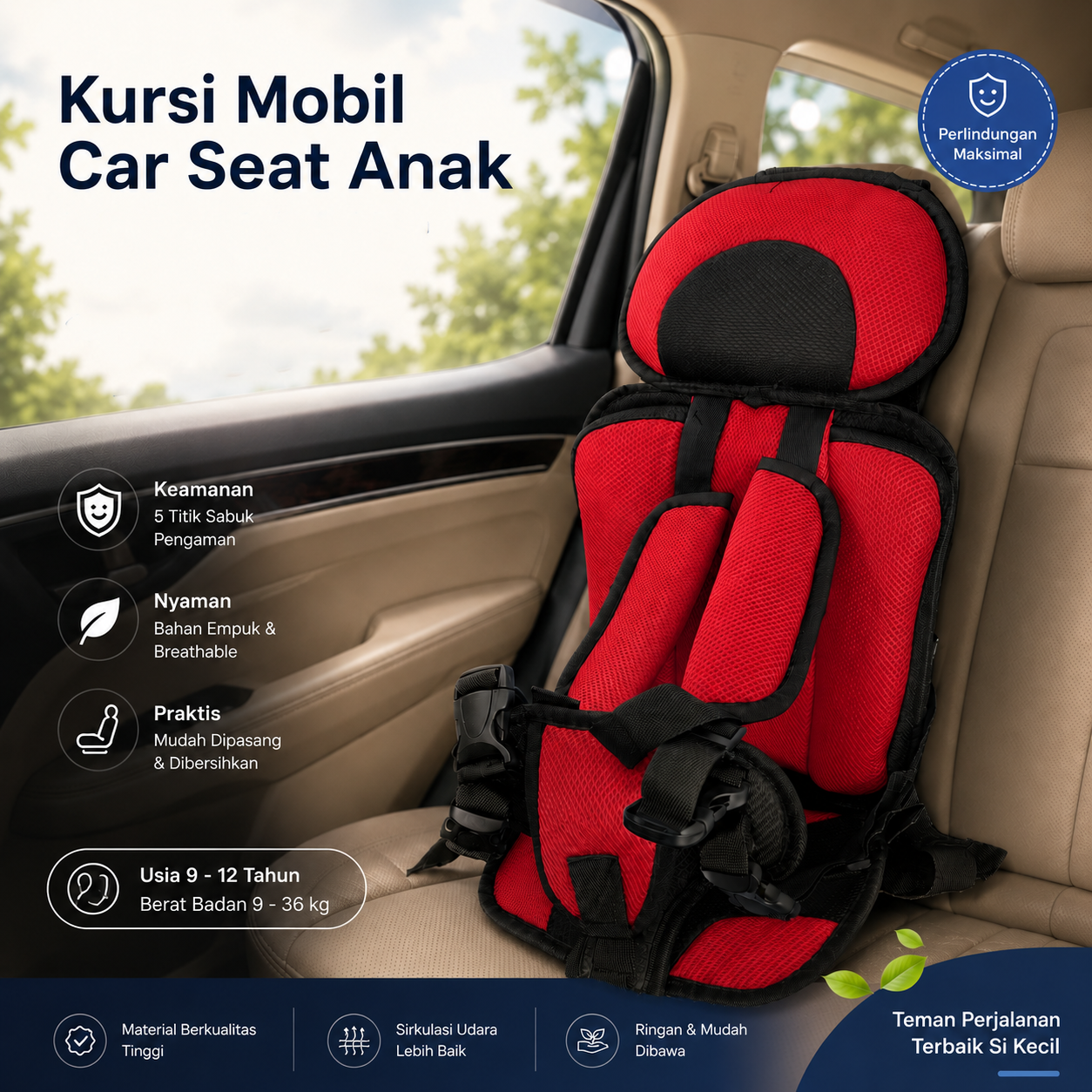 AutoField Kursi Mobil Anak Child Car Seat Safety Cushion Comfortable - AF9 Gambar produk AutoField Kursi Mobil Anak Child Car Seat Safety Cushion Comfortable - AF9 - Utama