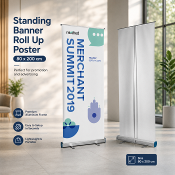 FIRSTLY Standing Banner Frame Roll Up Poster Display 80x200cm - YLB-004