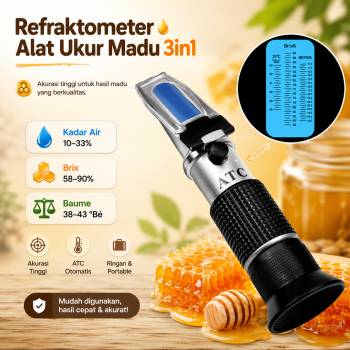 Gambar produk ATC Refraktometer Alat Ukur Madu 3in1 Honey Refractometer 58-90%Brix - JN838