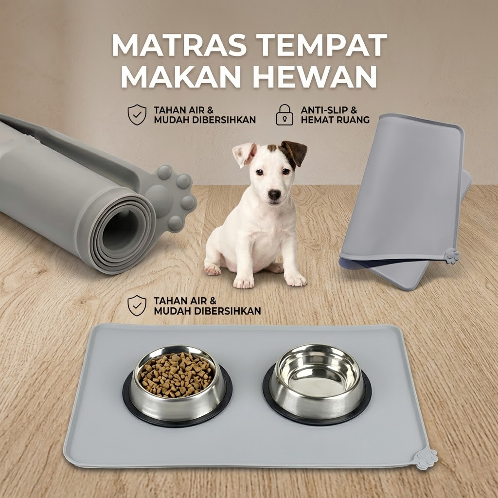 Hachikitty Matras Tempat Makan Hewan Peliharaan Anjing Food Mat - CFB34 Gambar produk Hachikitty Matras Tempat Makan Hewan Peliharaan Anjing Food Mat - CFB34 - Utama