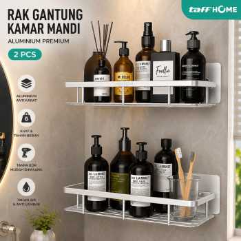 TaffHOME Rak Gantung Kamar Mandi Organizer Rack Aluminium 2 PCS - SHR241