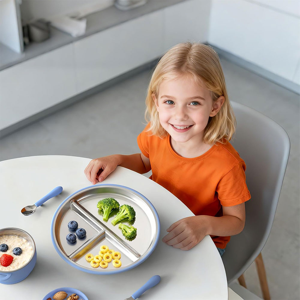 Bakpo Stainless Suction Plate Piring Makan Bayi Anti Slip - SGEE10 Gambar produk Bakpo Stainless Suction Plate Piring Makan Bayi Anti Slip - SGEE10 - 1