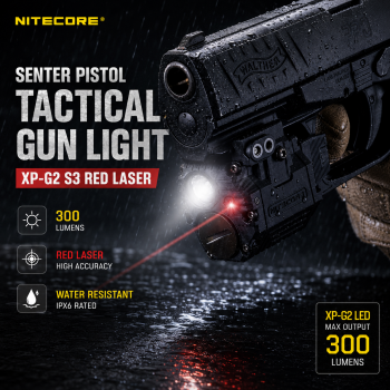 Gambar produk NITECORE Senter Pistol Tactical Gun Light XP-G2 S3 Red Laser 300Lumens - NPL10