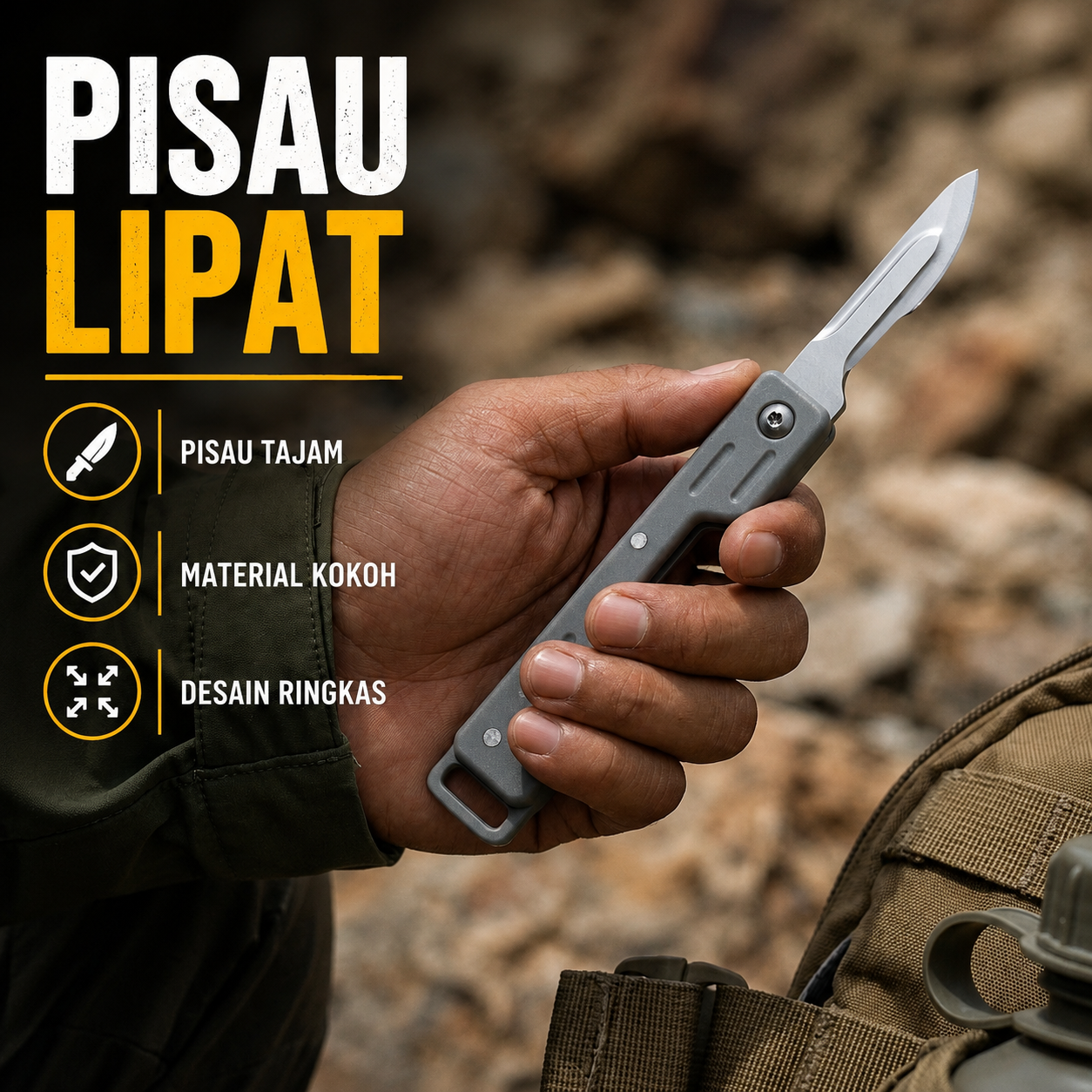 Slyz Pisau Lipat Portable Folding Tool Keychain Outdoor Survival Knife - Slyz53 Gambar produk Slyz Pisau Lipat Portable Folding Tool Keychain Outdoor Survival Knife - Slyz53 - Utama