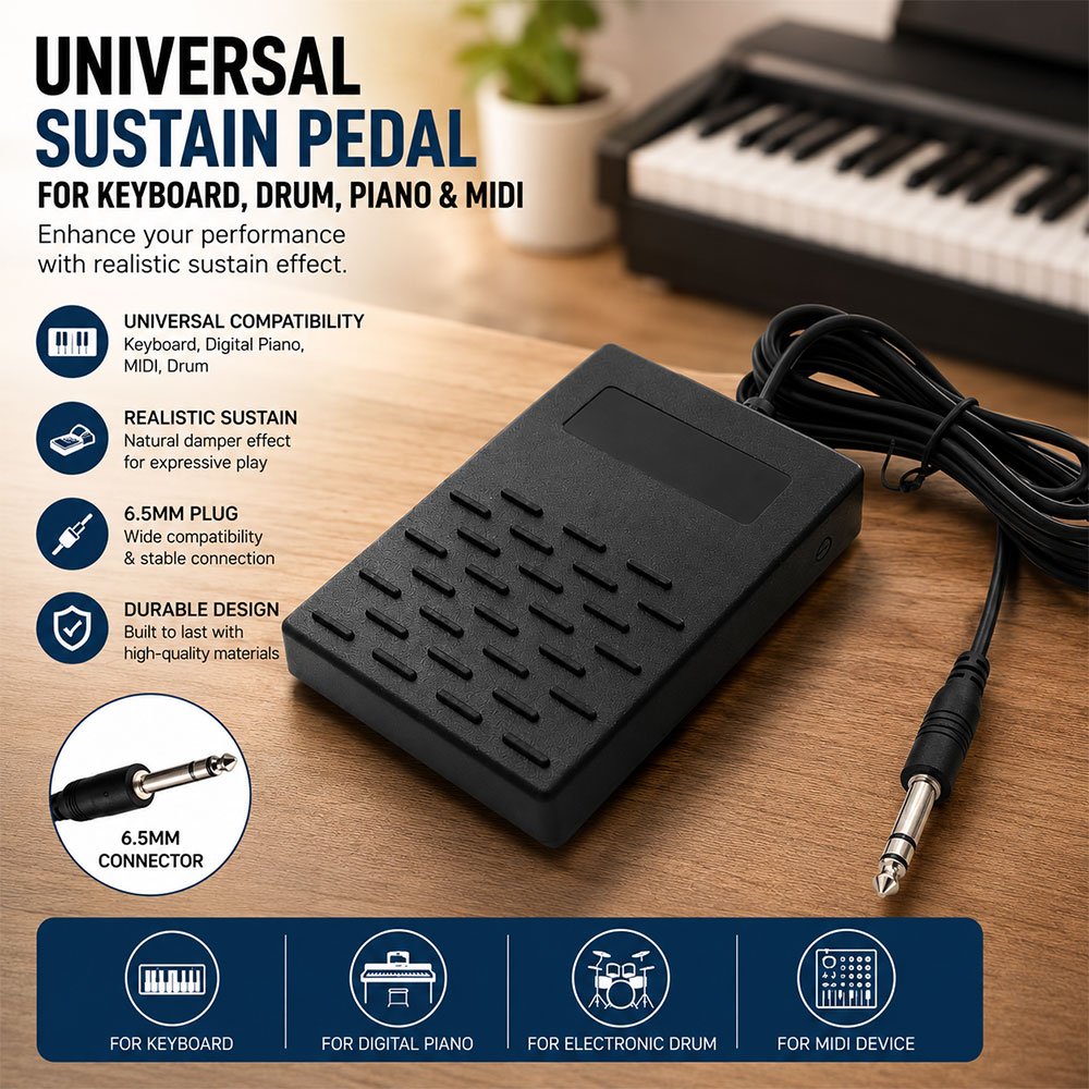 Tooy Sustain Pedal Universal Keyboard Drum Piano Elektrik Damper MIDI 6.5mm - WTB-010 Gambar produk Tooy Sustain Pedal Universal Keyboard Drum Piano Elektrik Damper MIDI 6.5mm - WTB-010 - Utama