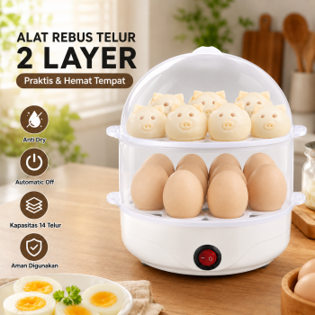 KALWEL Alat Rebus Telur 14 Butir Electric Egg Steam Double Layer - BN-40