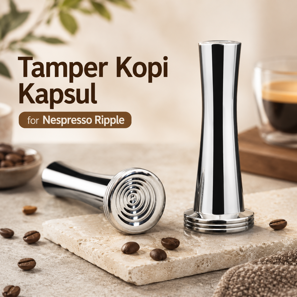 iCafilas Tamper Kopi Kapsul Nespresso Ripple Flat Stainless Steel 24mm - B-SS Gambar produk iCafilas Tamper Kopi Kapsul Nespresso Ripple Flat Stainless Steel 24mm - B-SS - Utama