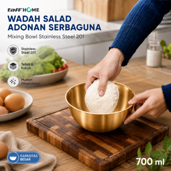 TaffHOME Wadah Salad Adonan Kue Serbaguna Mixing Bowl Stainless Steel - INU69