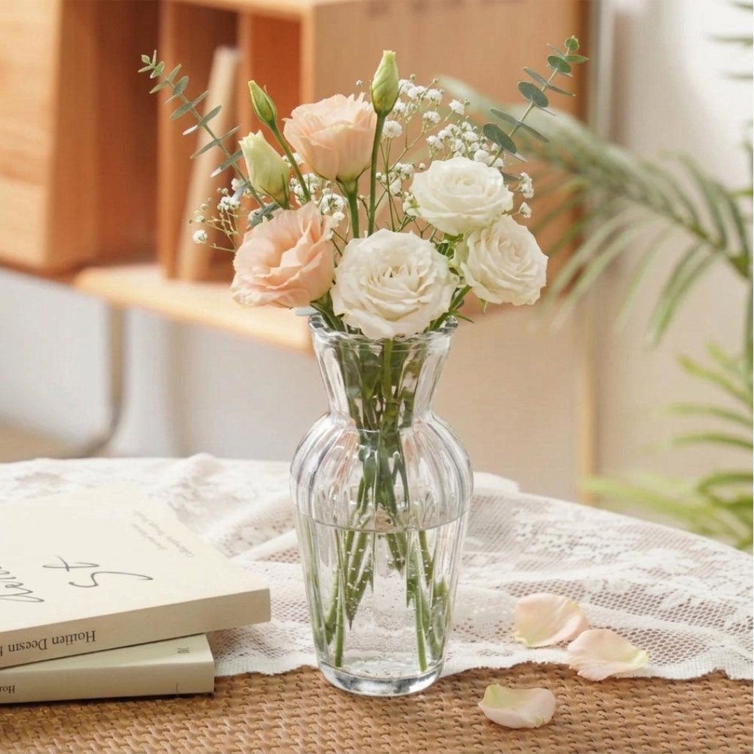 TaffHOME Vas Bunga Kaca Bening Nordic Bottle Vase Flower Pot - MBF-15 Gambar produk TaffHOME Vas Bunga Kaca Bening Nordic Bottle Vase Flower Pot - MBF-15 - 1