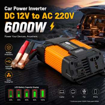 Gambar produk Tancredy Car Power Inverter Transformer DC 12V to AC 220V 6000W - Q6000