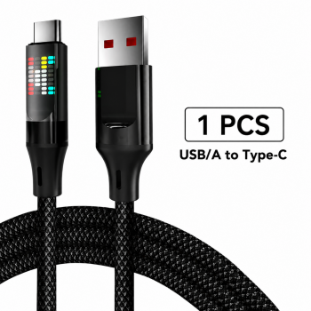 Gambar produk XCC Kabel Charger USB Type C Braided Nylon Fast Charge RGB 240W 6A 1M USB Type A to C - X-1M - 1