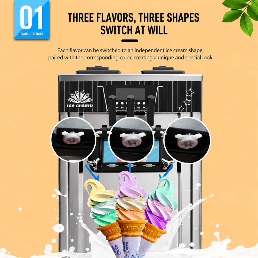 DUTRIE Ice Cream Maker Commercial Mesin Pembuat Es Krim 3 Rasa 1300 W - ZB-BQL268 Gambar produk DUTRIE Ice Cream Maker Commercial Mesin Pembuat Es Krim 3 Rasa 1300 W - ZB-BQL268 - 1