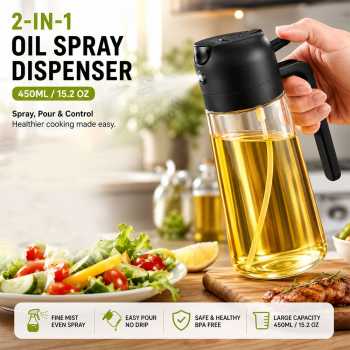 WOOBRICE Botol Minyak Serbaguna 2in1 Spray Oil Dispenser 450ml - CY181