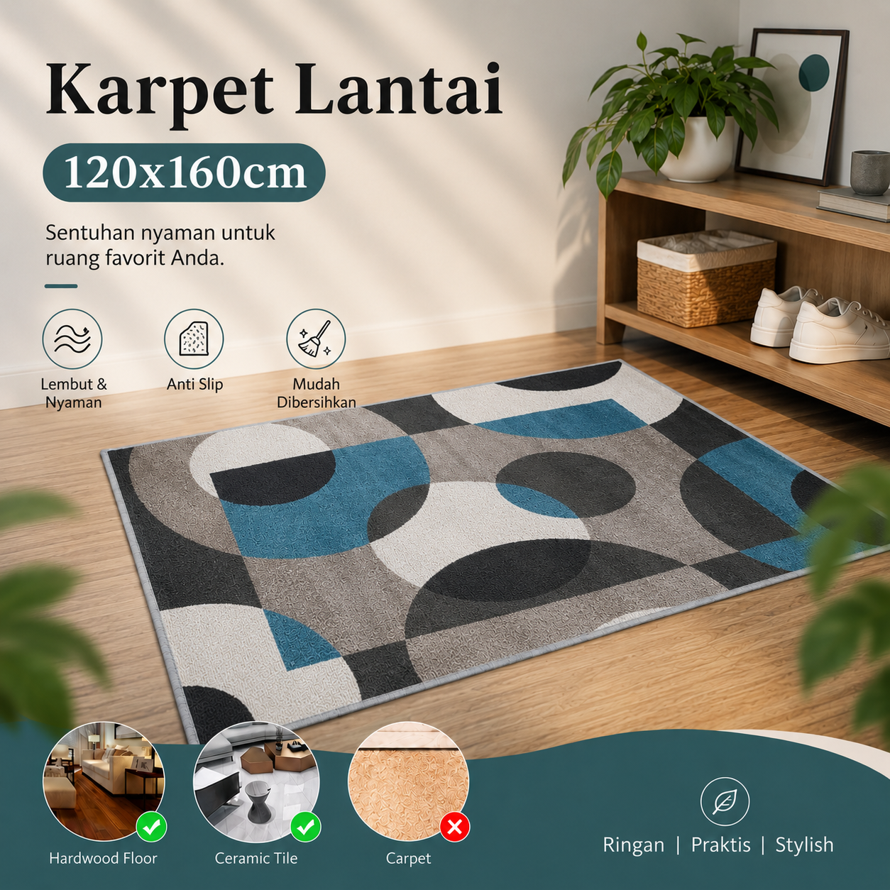 AARDMAN Karpet Lantai Abstrak Permadani Bulu Lembut Abstract Carpet 120x160cm - BQ001 Gambar produk AARDMAN Karpet Lantai Abstrak Permadani Bulu Lembut Abstract Carpet 120x160cm - BQ001 - Utama