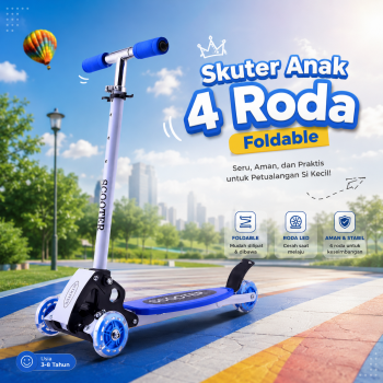 Gambar produk ANCHEER Maxi Skuter Anak 4 Roda Lipat Adjustable Kids Scooter - QZ-001