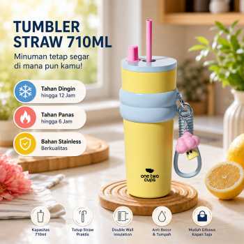 One Two Cups Botol Minum Tumbler Air Panas Dingin with Straw 710ml - YS-9000