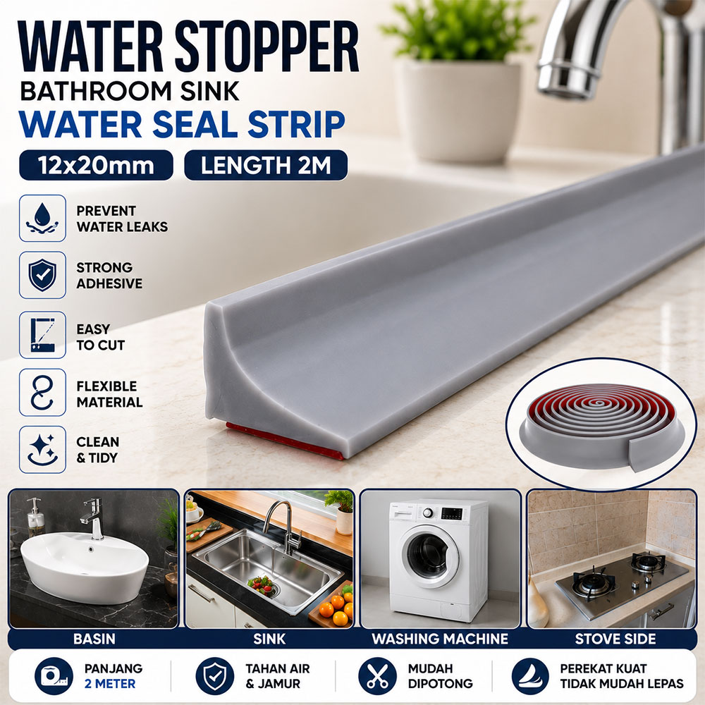 Solei Water Stopper Bathroom Wastafel Karet Penahan Air 12x20mm 2M - LK10CM Gambar produk Solei Water Stopper Bathroom Wastafel Karet Penahan Air 12x20mm 2M - LK10CM - Utama