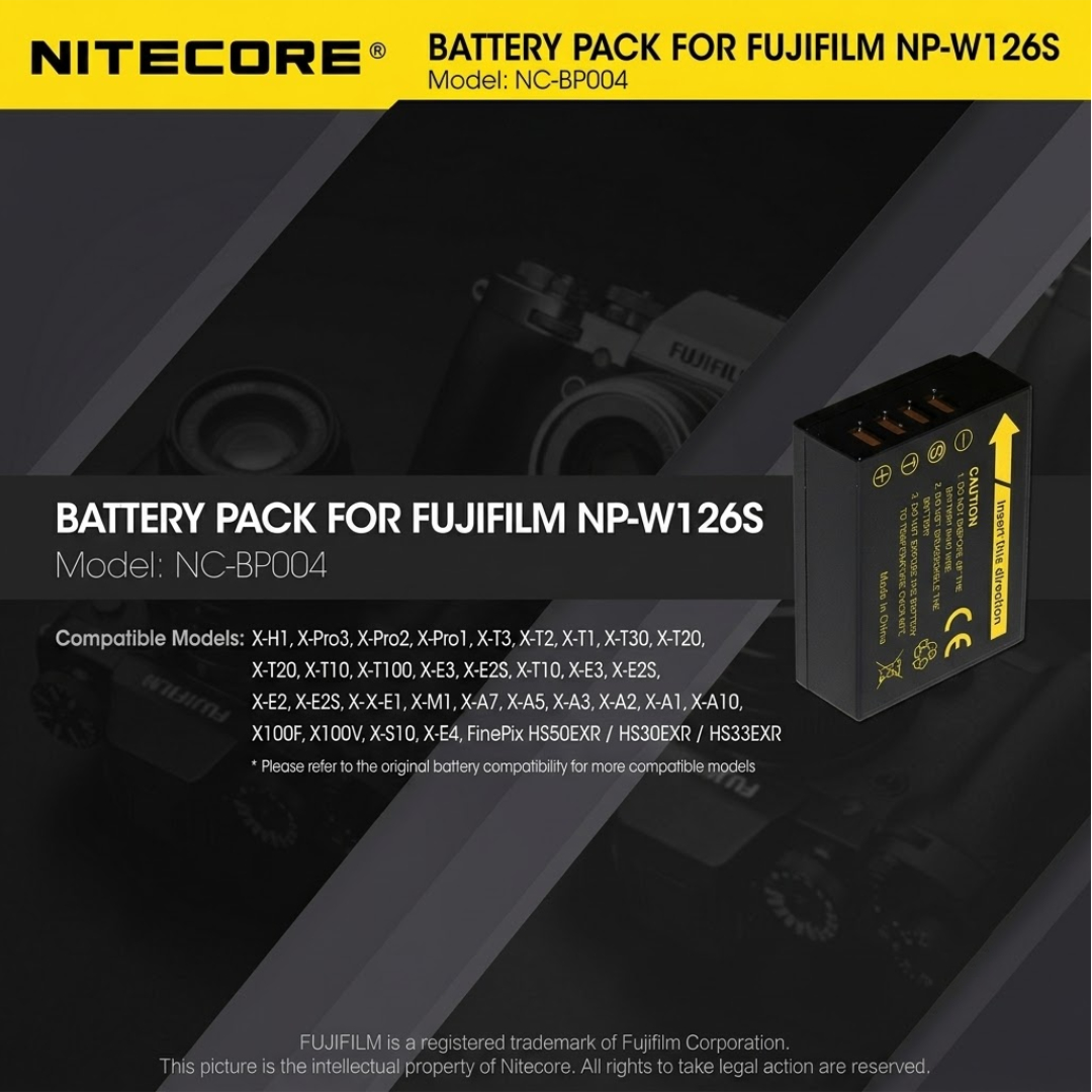 Gambar produk NITECORE Baterai Kamera Rechargeable 1140mAh for Fujifilm NP-W126S - NC-BP004 - Utama