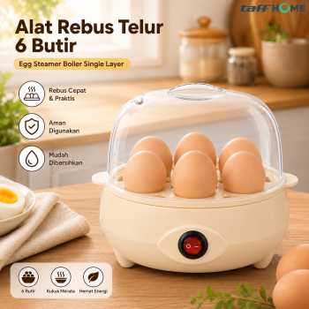 TaffHOME Alat Rebus Telur 6 Butir Egg Steamer Boiler Single Layer - HFR-02