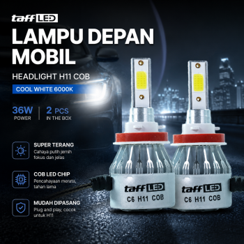 TaffLED Lampu Depan Mobil Headlight LED H11 COB Cool White 2 PCS - C6