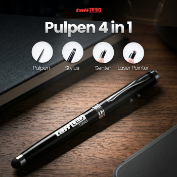 TaffLED Pulpen 4in1 Senter Laser Pointer Pen dan Stylus Tinta Hitam - T0054