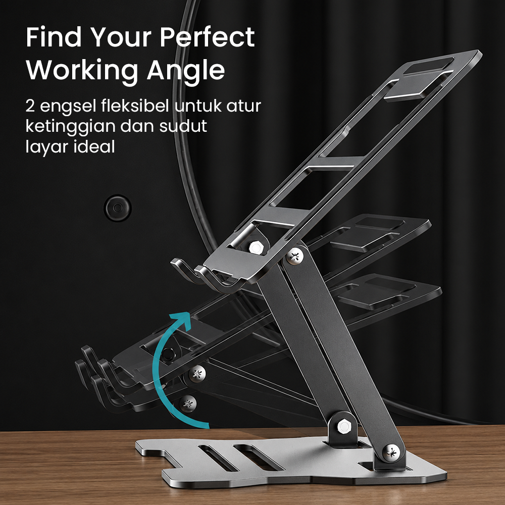 Dawadeslo Stand Laptop Carbon Steel Dudukan Holder Foldable Adjustable - N20 Gambar produk Dawadeslo Stand Laptop Carbon Steel Dudukan Holder Foldable Adjustable - N20 - 1