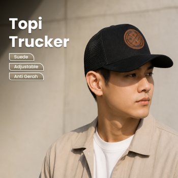 GUDIY Topi Trucker Jaring Mesh Enjoy Life Patch Suede Cap - T100