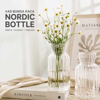 TaffHOME Vas Bunga Kaca Bening Nordic Bottle Vases Flower Pot - MBF-13