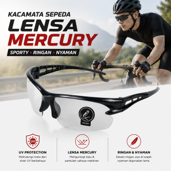 OULAIOU HAOGHIMENG Kacamata Sepeda Lensa Mercury Cycling Outdoor Sport - 3015 - Black White