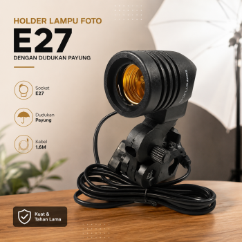 Gambar produk TaffSTUDIO Lamp Holder Lampu Foto Soket E27 dengan Dudukan Payung Kabel 1.6M - HQ-DZ001
