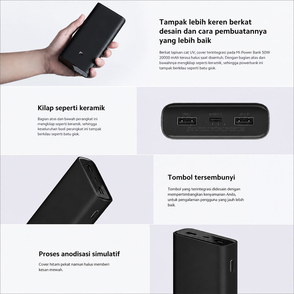 Xiaomi Power Bank 20000mAh Fast Charging Multi Port USB Type C 50W - PB2050SZM Gambar produk Xiaomi Power Bank 20000mAh Fast Charging Multi Port USB Type C 50W - PB2050SZM - 6
