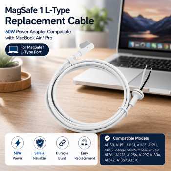 Gambar produk Nephy Kabel Chager Magsafe 1 L Type Replacement Cable Macbook Air/Pro 60W - AO20