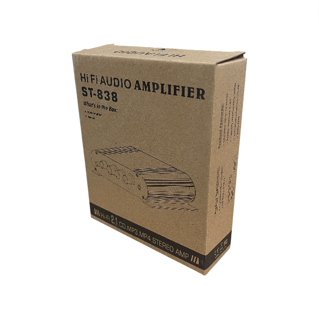 LVPIN Mini HiFi Stereo Amplifier Treble Bass Booster 12V - ST-838 Gambar produk LVPIN Mini HiFi Stereo Amplifier Treble Bass Booster 12V - ST-838 - Kemasan