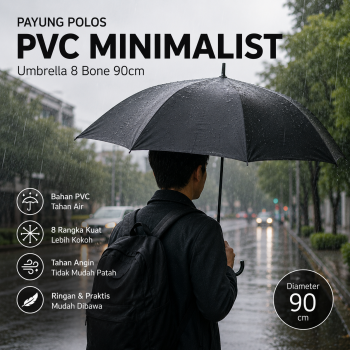 Gambar produk Fancytime Payung Polos PVC Minimalist Umbrella 8 Bone 90cm - P075